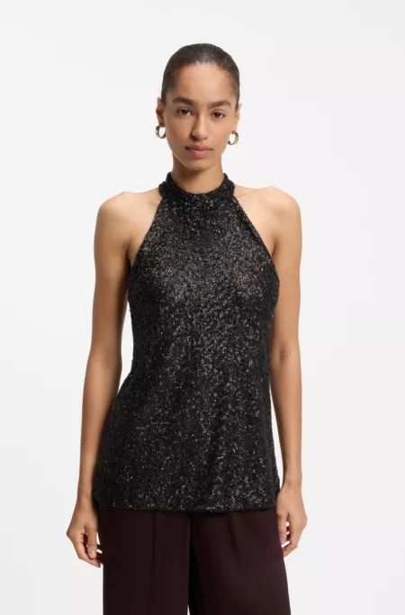 Halter-neck sequined top