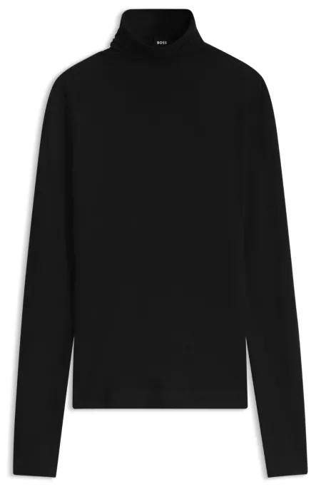 Draped funnel-neck top in a wool blend