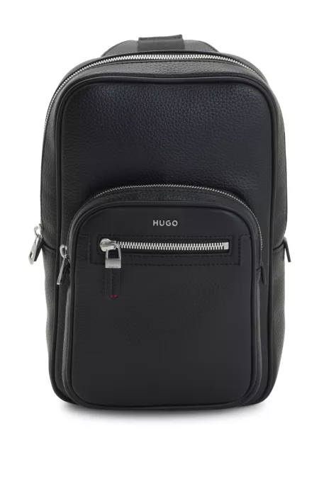 Modern faux-leather backpack with logo lettering