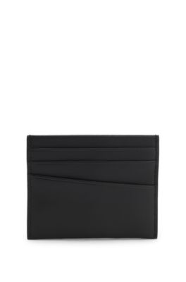 Leather card holder with Double B monogram, Black