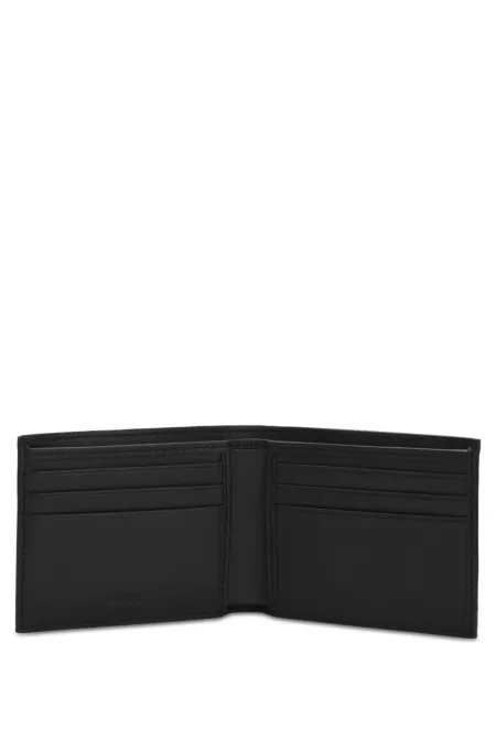 Structured billfold wallet with silver-tone logo lettering