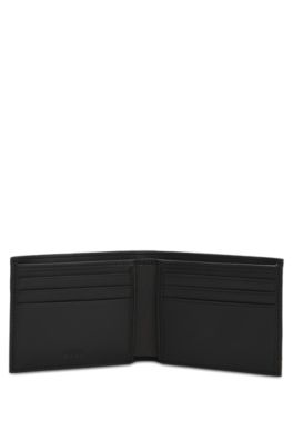 Portefeuille &agrave; deux volets structur&eacute; avec lettrage logo argent&eacute;, Noir