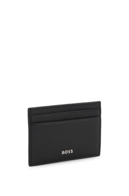Porte-cartes avec pince &agrave; billets et lettrage du logo, Noir