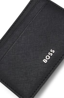 Porte-cartes avec pince &agrave; billets et lettrage du logo, Noir