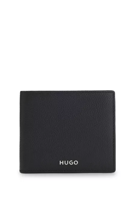 Grained-leather wallet with logo trim