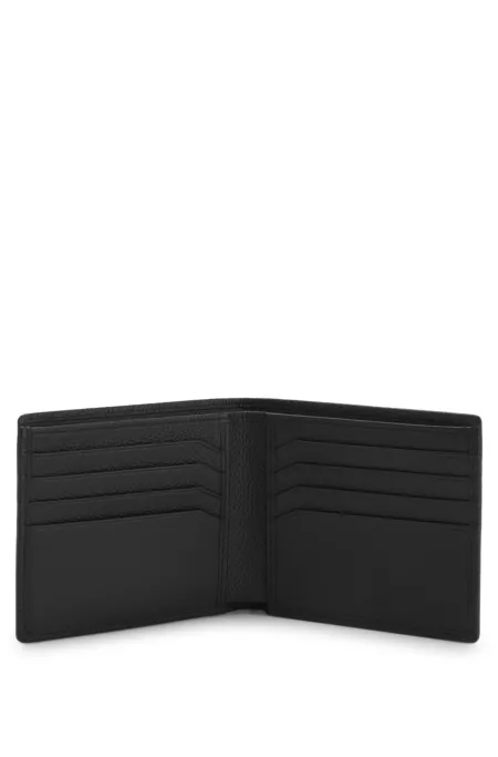 Grained-leather wallet with logo trim