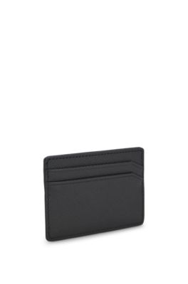Classic wallet with stacked metal logo, Black