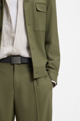 Casual belt in Italian leather with brushed gunmetal hardware, Black