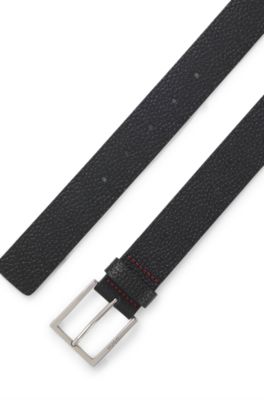 Cintur&oacute;n de piel granulada, Negro