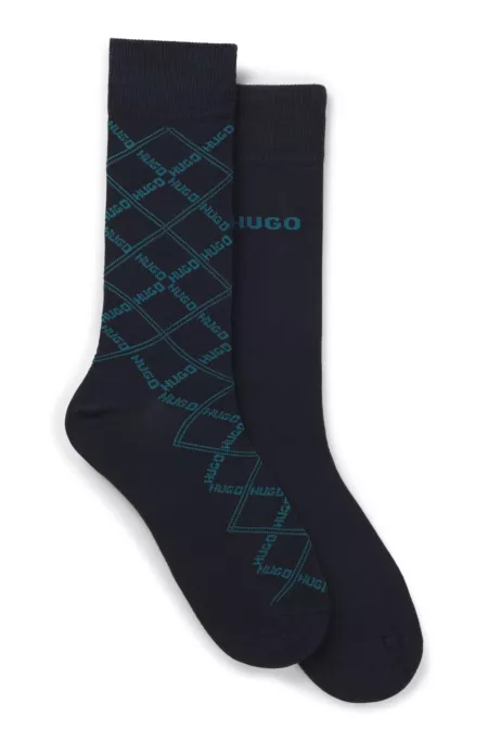 Two-pack of checkered cotton-blend socks