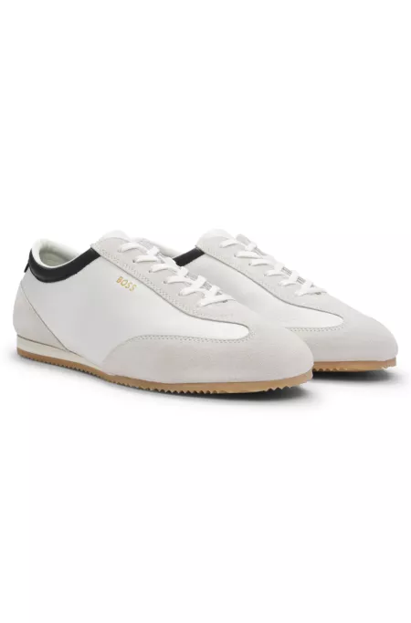 Leather sneakers with suede trims