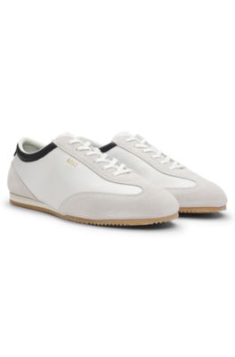 Leather sneakers with suede trims, White