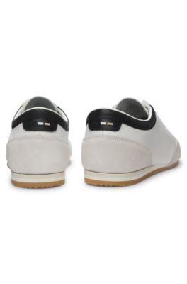 Leather sneakers with suede trims, White