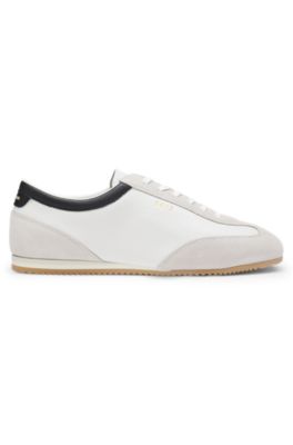 Leather sneakers with suede trims, White