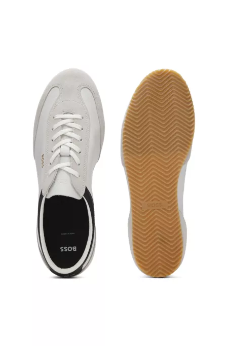 Leather sneakers with suede trims