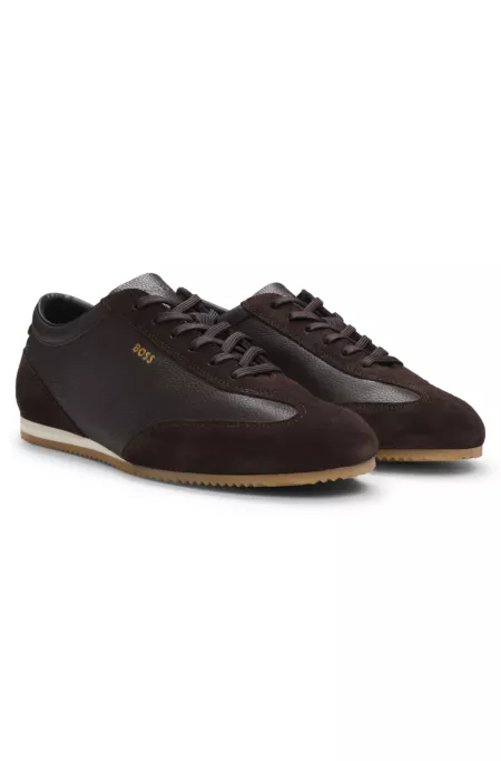 Leather sneakers with suede trims