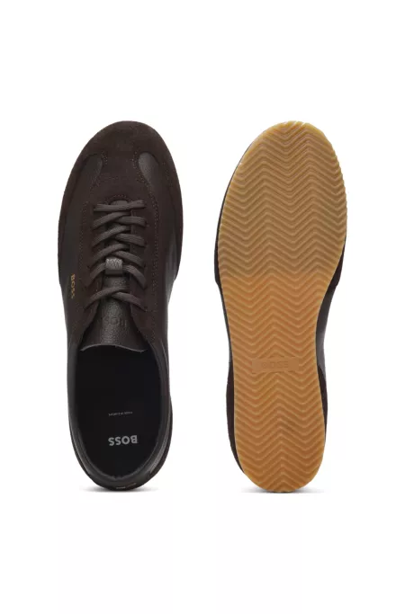 Leather sneakers with suede trims