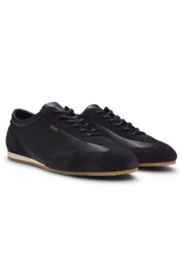 Leather sneakers with suede trims, Dark Blue
