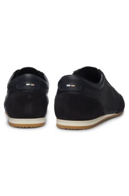 Leather sneakers with suede trims, Dark Blue