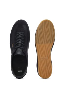 Leather sneakers with suede trims, Dark Blue
