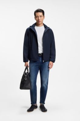 Leather sneakers with suede trims, Dark Blue