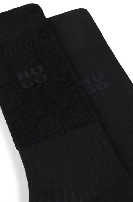 Two-pack of ribbed cotton socks in velvet yarn