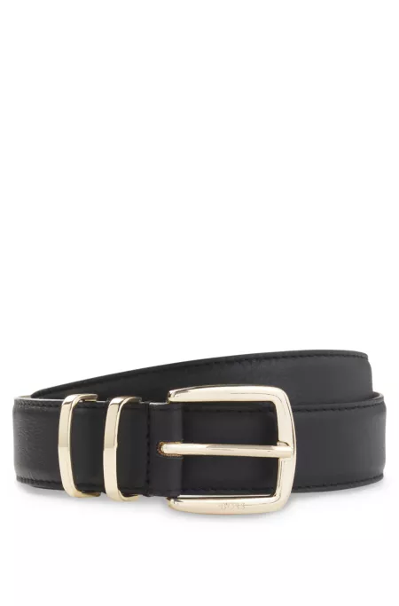 Leather belt with twin metal keeper