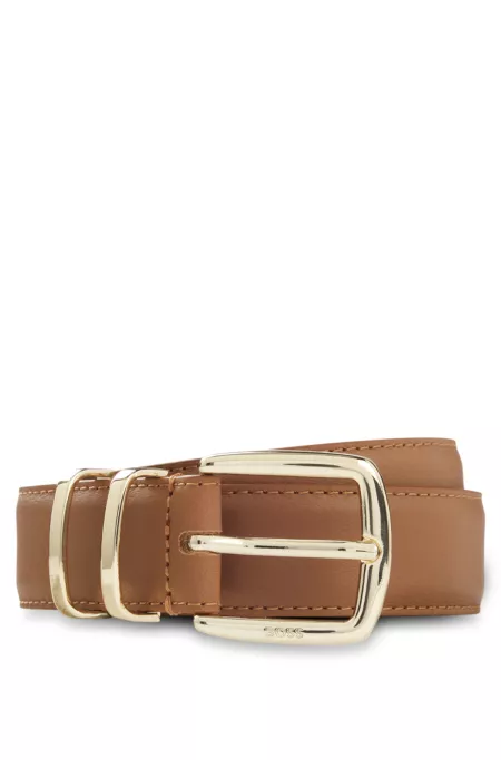 Leather belt with twin metal keeper