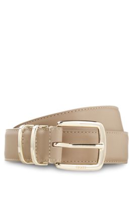 Cintur&oacute;n de piel italiana, Beige claro