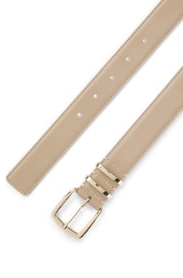 Cintur&oacute;n de piel italiana, Beige claro