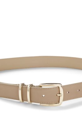 Cintur&oacute;n de piel italiana, Beige claro
