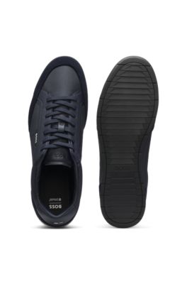 Suede-trim sneakers with ribbed sole, Dark Blue