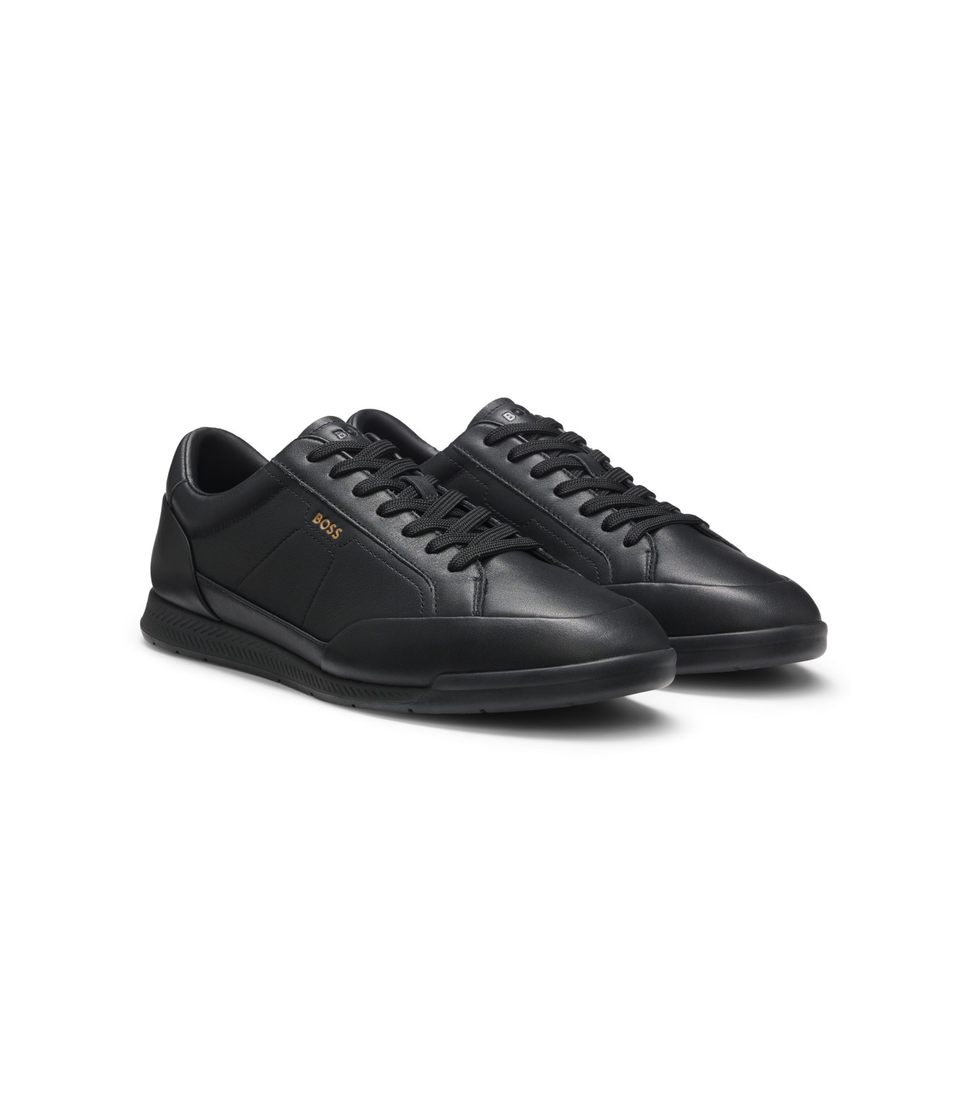 BOSS スニーカー BOSS - Leather sneakers with foil logo - Black