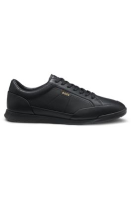 Deportivas de piel con logo metalizado, Negro