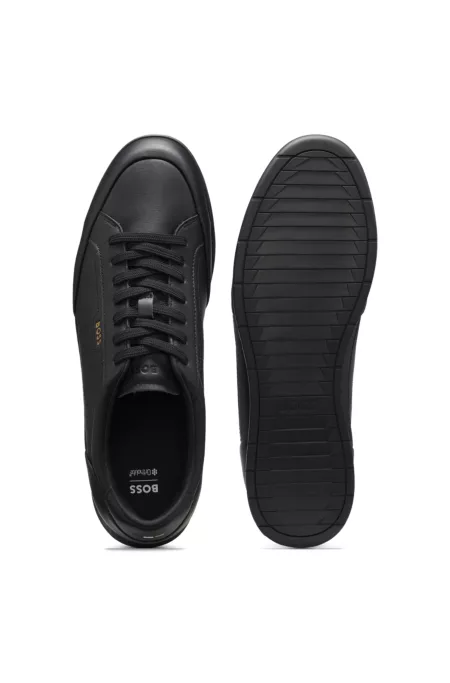 Leather sneakers with foil logo