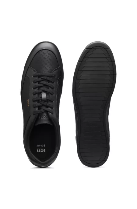 Leather sneakers with monogram paneling