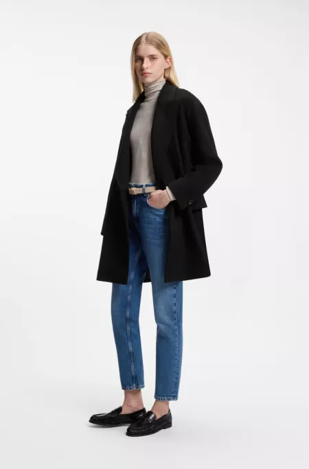 Double-breasted coat in soft twill