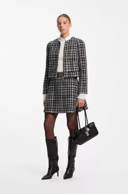 Checked bouclé jacket with A-line cut