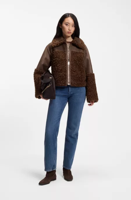 Reversible jacket in faux shearling and faux leather