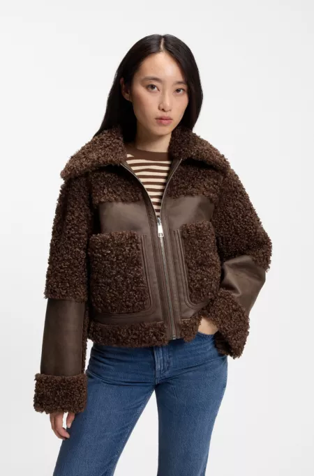 Reversible jacket in faux shearling and faux leather