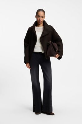 Relaxed-fit coat with two-tone texture, Dark Brown