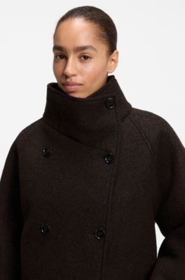 Abrigo relaxed fit con estructura de dos tonos, Marr&oacute;n oscuro
