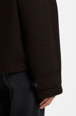 Relaxed-fit coat with two-tone texture, Dark Brown