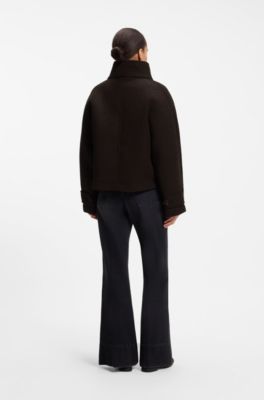 Abrigo relaxed fit con estructura de dos tonos, Marr&oacute;n oscuro