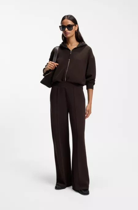 Loose-fit zip-up hoodie in scuba jersey