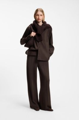 Wide-leg relaxed-fit pants with Double B logo, Brown