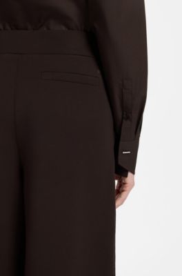 Wide-leg relaxed-fit pants with Double B logo, Brown