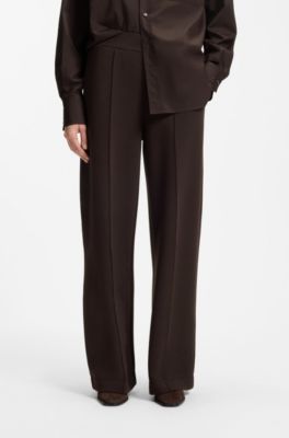 Wide-leg relaxed-fit pants with Double B logo, Brown