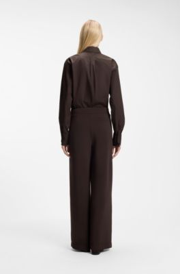 Pantalones relaxed fit con pernera ancha y logo Double B, Marr&oacute;n