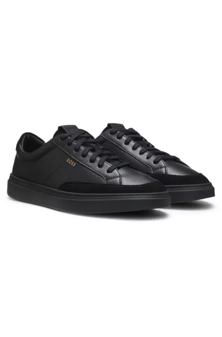 Leather sneakers with suede trims